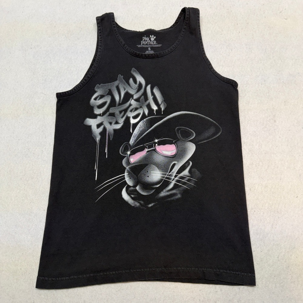 Pink Panther Stay Fresh Graphic Tank Top Mens Small Black 2013 Streetwear Skater